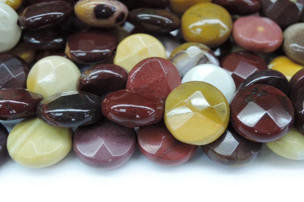 15.5" 10mm Natural moukaite faceted coin beads,red yellow jewelry beads