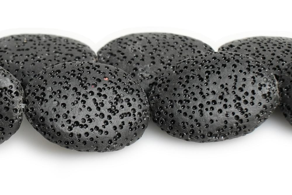 15.5" 20x25mm black Lava Oval Gemstone pendant