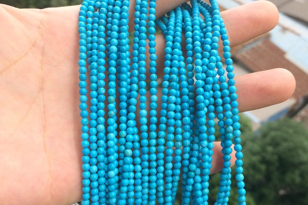15.5" Blue howlite round beads 3mm/4mm, blue color semi-precious stone