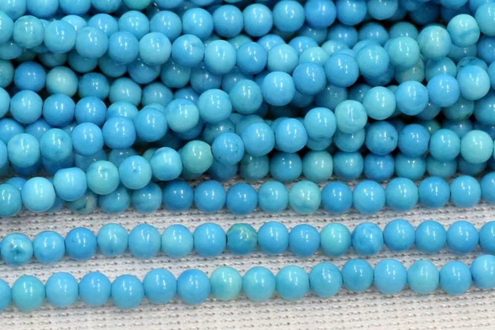 15.5" Blue howlite round beads 3mm/4mm, blue color semi-precious stone