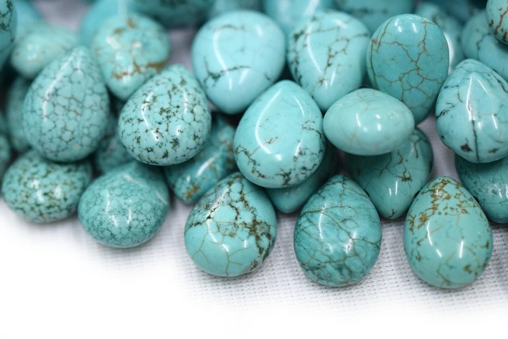 15.5" 13x18mm Blue howlite drop shape beads, blue color semi-precious stone