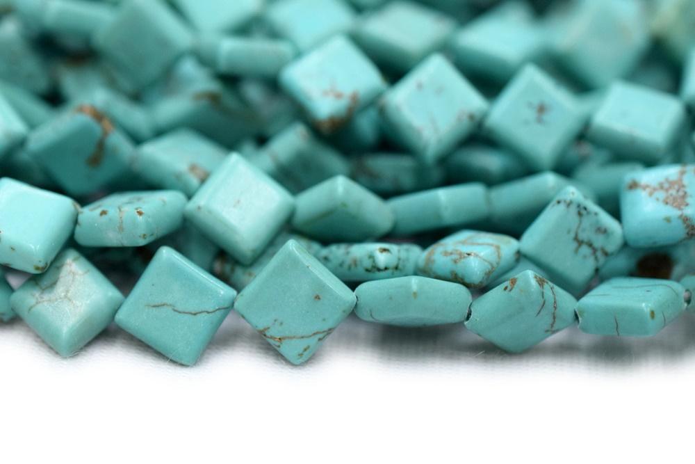 15.5" 12mm Blue howlite Square beads, blue color semi-precious stone