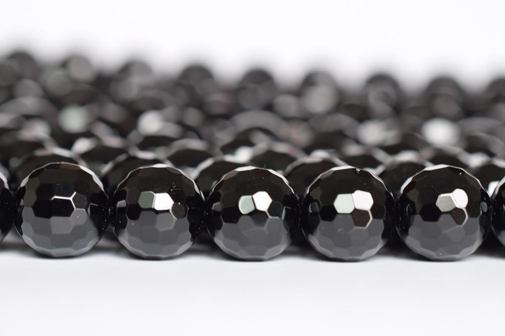 15.5" 10mm/12mm Black onyx/agate round 128 faceted beads,Gemstone,