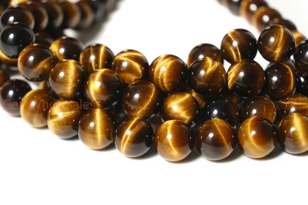 15.5" 10mm/12mm Natural AA yellow tiger eye stone round beads