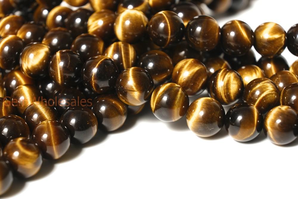 15.5" 10mm/12mm Natural AA yellow tiger eye stone round beads