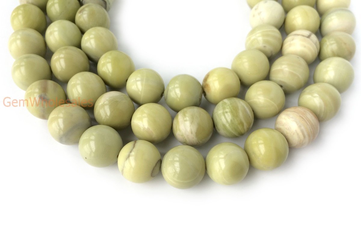 15.5" 12mm yellow green natural butter jade Round beads gemstone
