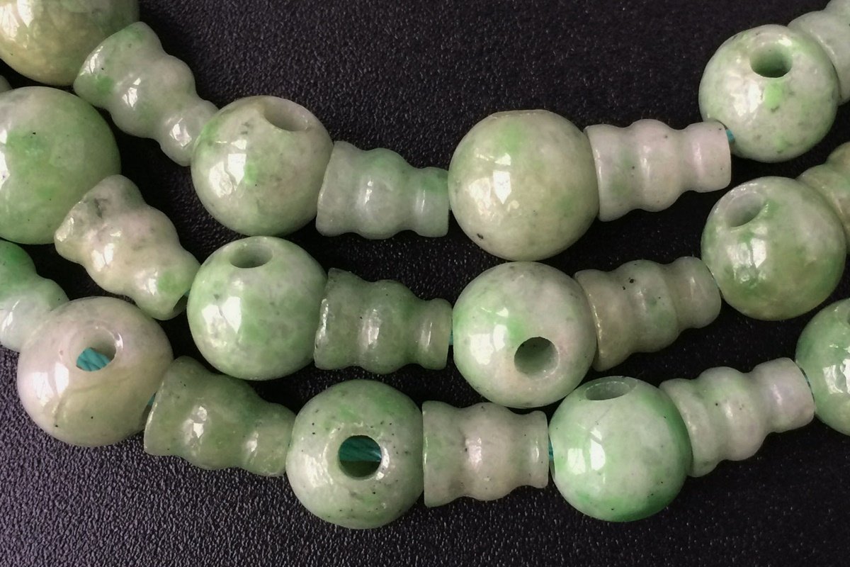 5 SETS 10mm Chinese Jade T hole beads set, Guru Mala Cones Beads