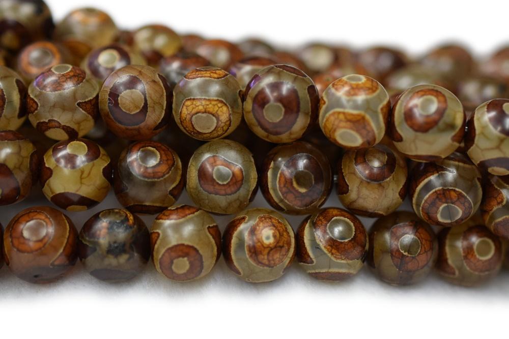14.5" Antique Brown Bulk tibetan Dzi beads 8mm/10mm/12mm round beads, Antique Brown Dzi agate with eye