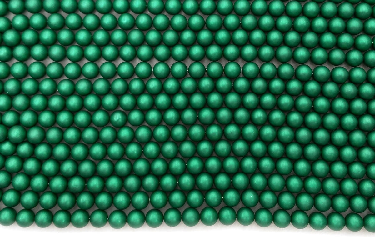 15.5" 8mm/10mm Silky Matte Shell pearl round beads dark green color
