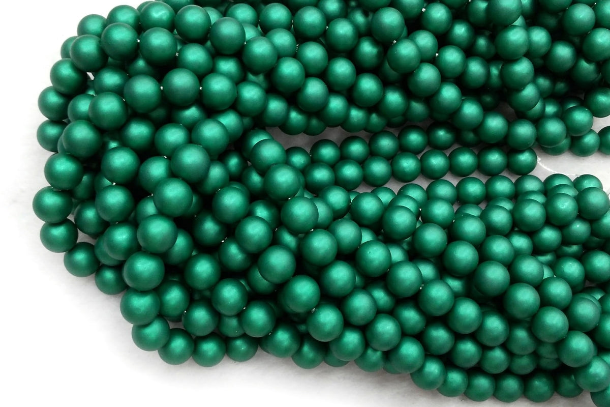 15.5" 8mm/10mm Silky Matte Shell pearl round beads dark green color