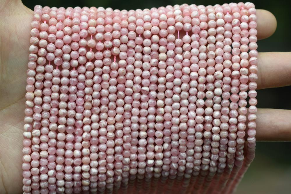 15.75" 4mm natural Argentina Rhodochrosite Round Beads AA Quality, red semi-precious stone