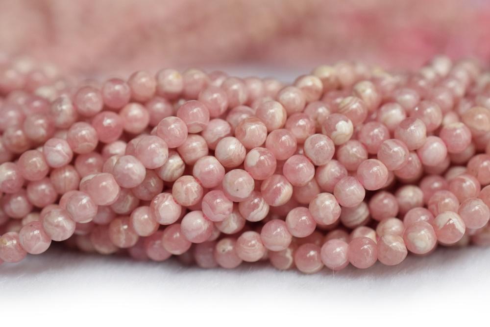 15.75" 4mm natural Argentina Rhodochrosite Round Beads AA Quality, red semi-precious stone