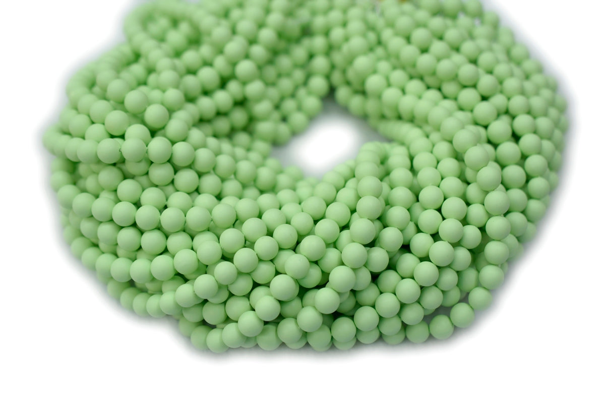 15.5" 8mm/10mm Shell pearl round beads vivid green color,Matte light green shell pearl