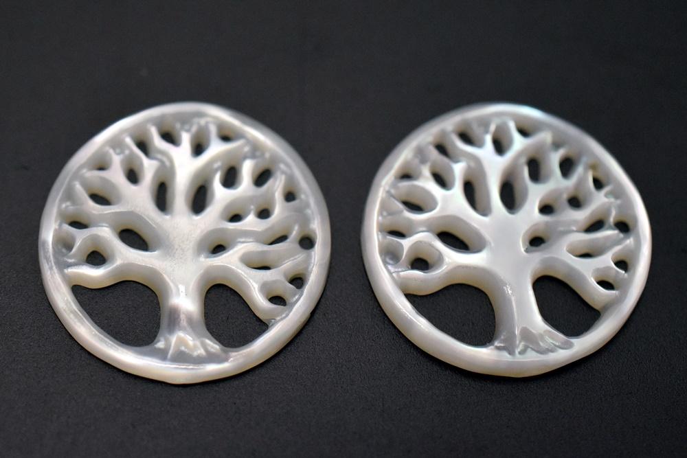 2PCS 17mm Natural white MOP tree of life,mother of pearl life