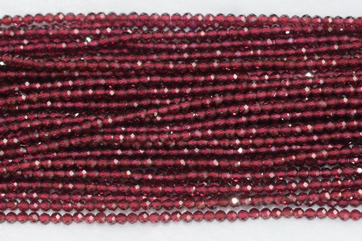 15.5" Wine Red garnet 2mm round faceted jewelry beads supply
