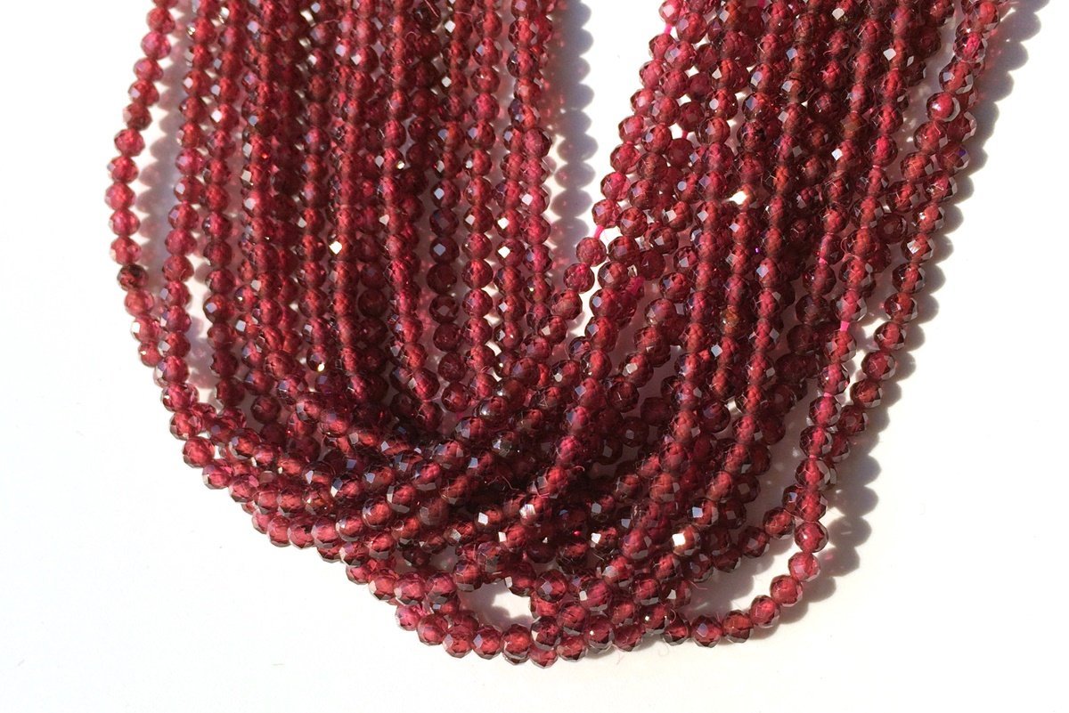 15.5" Wine Red garnet 2mm round faceted jewelry beads supply