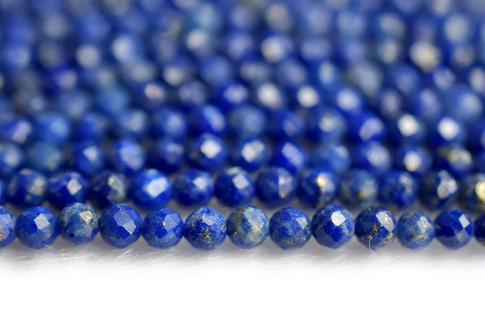 15.5" natural Lapis lazuli stone 2mm round faceted beads, blue gemstone