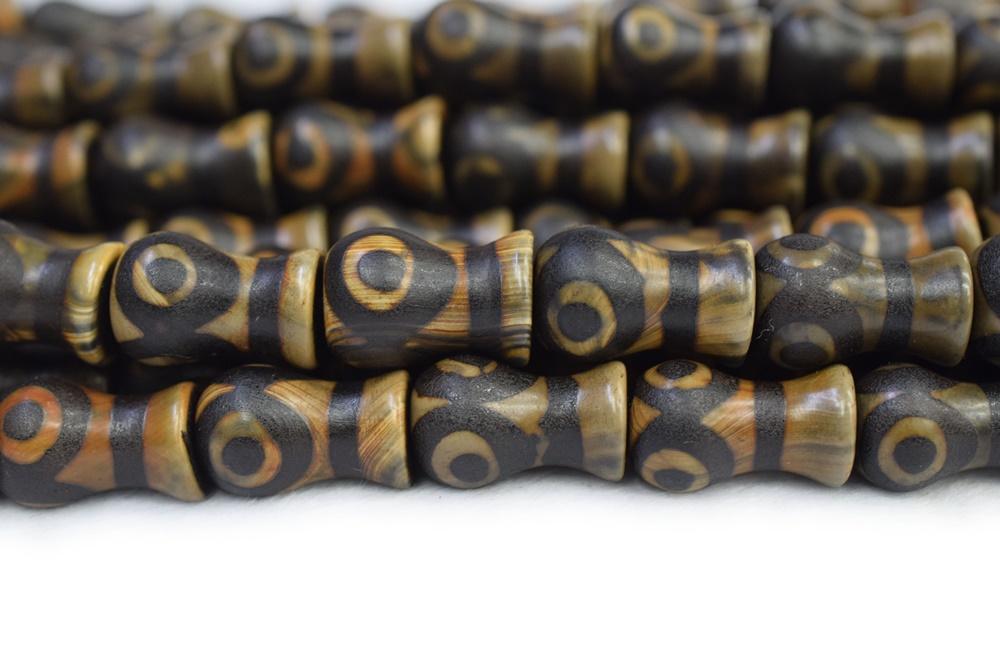 14" 14x22mm Antique Brown Black Bulk tibetan Dzi agate bottle beads