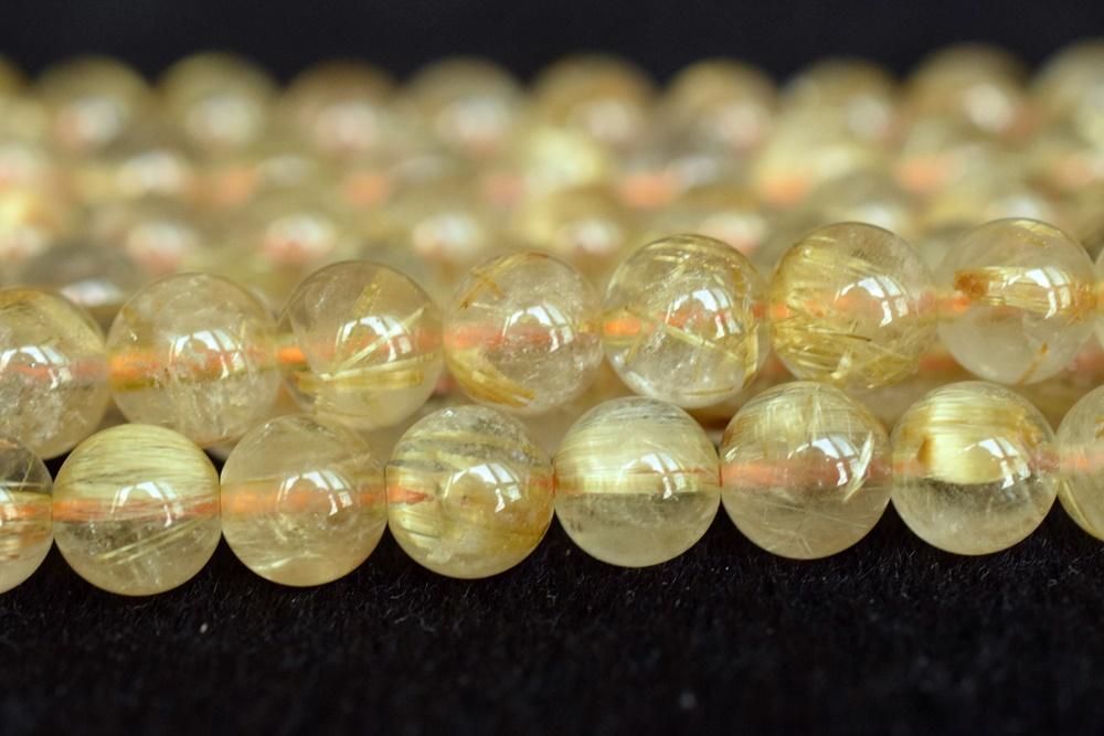 15.5" 6mm AA Natural golden hair rutilated quartz round beads