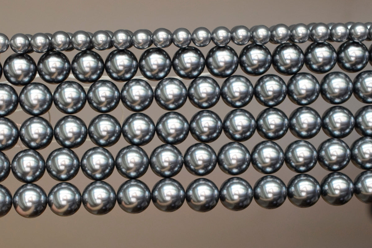 15.5" 8mm/10mm Dark grey Shell pearl round beads