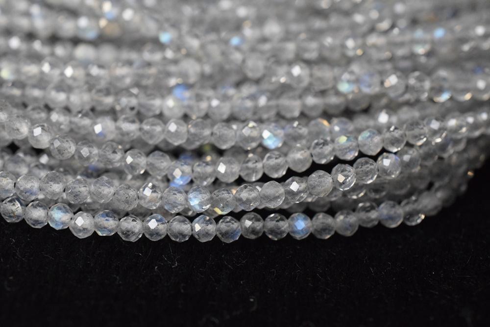 15.5" Natural Labradorite 2mm round faceted gemstone beads