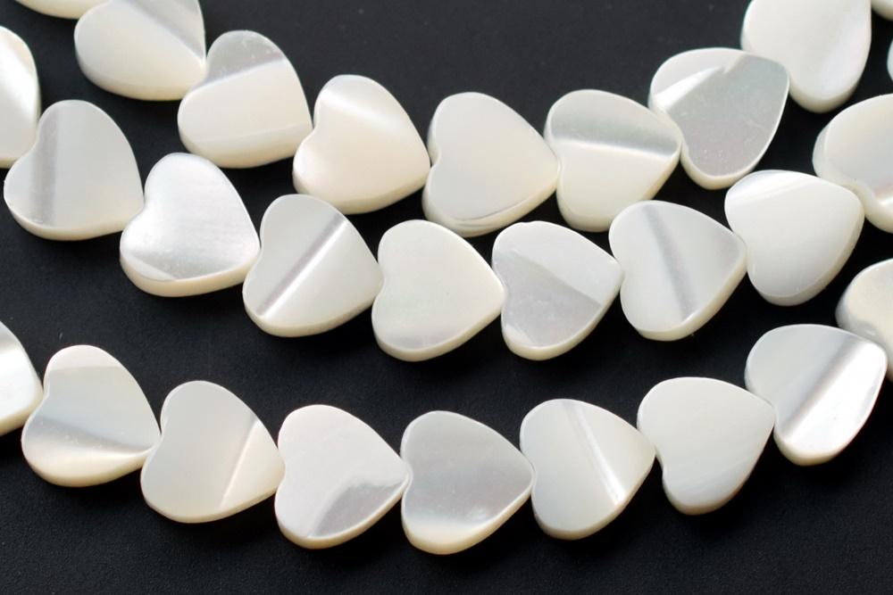 15.5" 6mm Natural white mother of pearl/MOP flat heart Beads