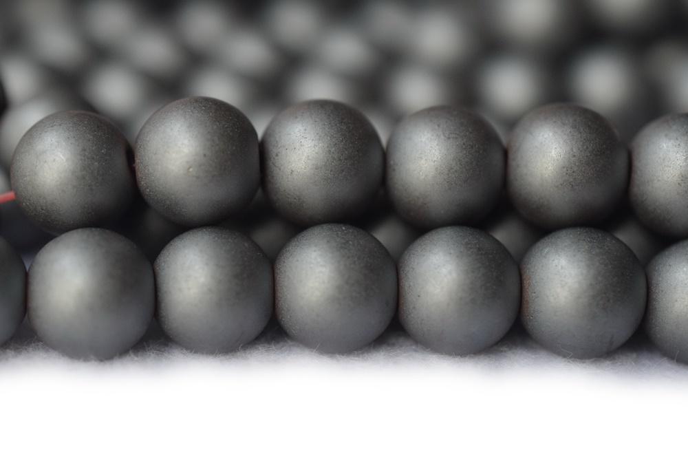 15.5" 8mm Matte/frosted Hematite stone 8mm round beads