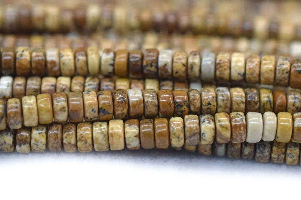 15.5" 2x4mm Natural picture jasper stone Heishi gemstone jewelry beads