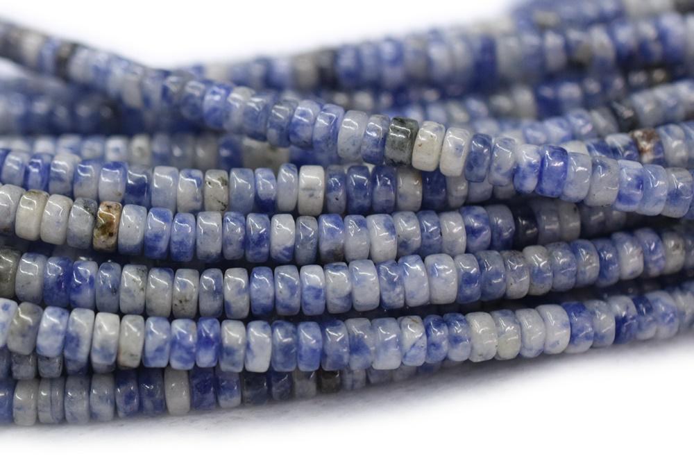 15.5" 2x4mm Natural blue spot stone Heishi gemstone jewelry beads