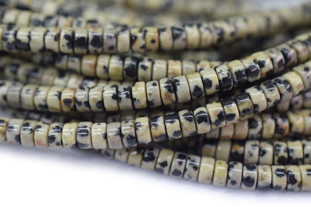 15.5" 2x4mm Natural dalmation jasper Heishi beige gemstone jewelry beads