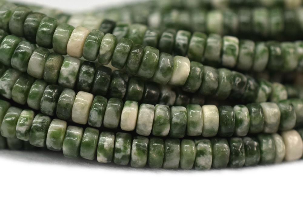 15.5" 2x4mm Natural green spot stone Heishi gemstone beads