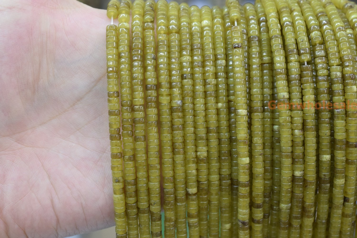 Yellow green jade - Heishi- beads supplier