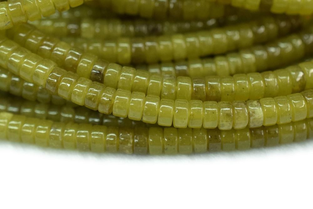 15.5" 2x4mm Natural Yellow green jade Heishi gemstone jewelry beads