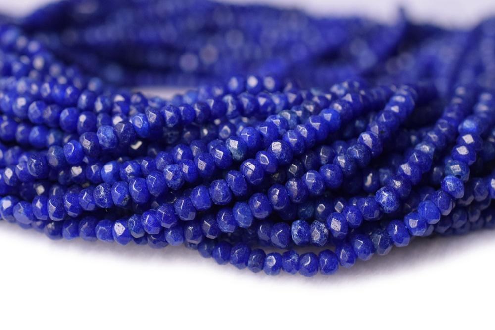 14.5" 2x4mm lapis blue color dyed jade Rondelle faceted gemstone beads