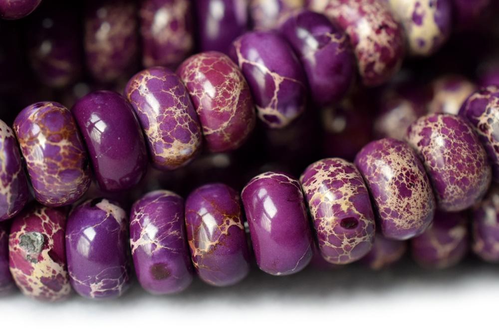 15.5" 5x8mm purple Sea Sediment rondelle beads,emperor jasper, purple Aqua Terra Jasper