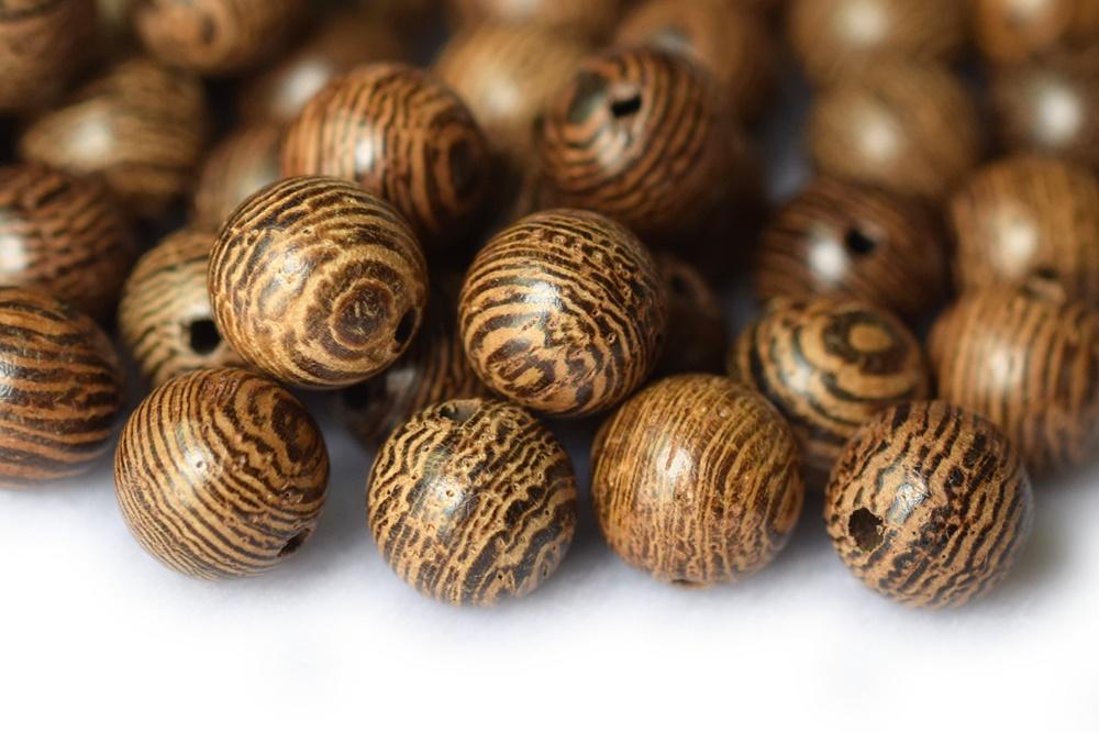 50pcs 10mm wenge wood/tiger grain wood round beads