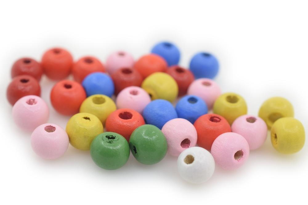 100pcs 8mm Multi color Wooden round beads, mix color wood beads