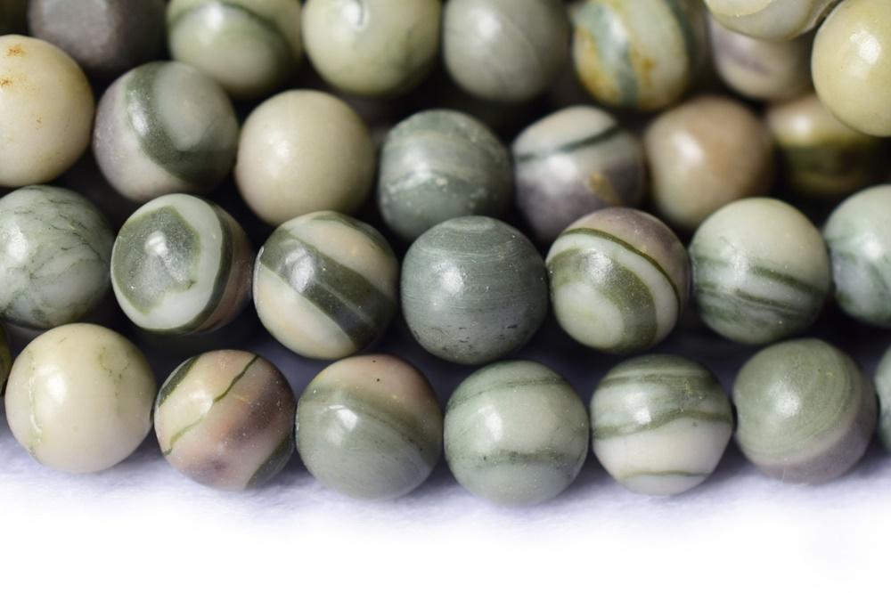 15" 10mm Natural Chinese green Zebra jasper stone round beads