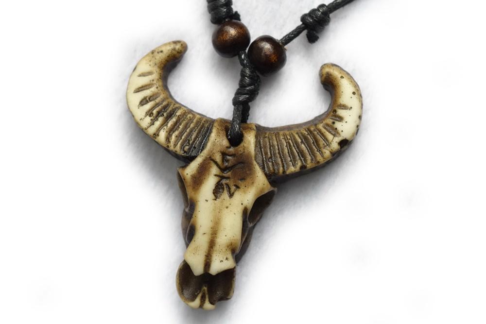 1PC 58x52mm Coffee brown color Resin bull skull head pendant necklace