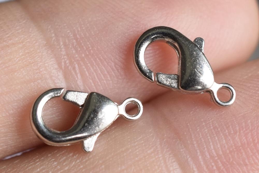 20PCS 12x6mm Silver color Alloy metal jewelry lobster claw clasps