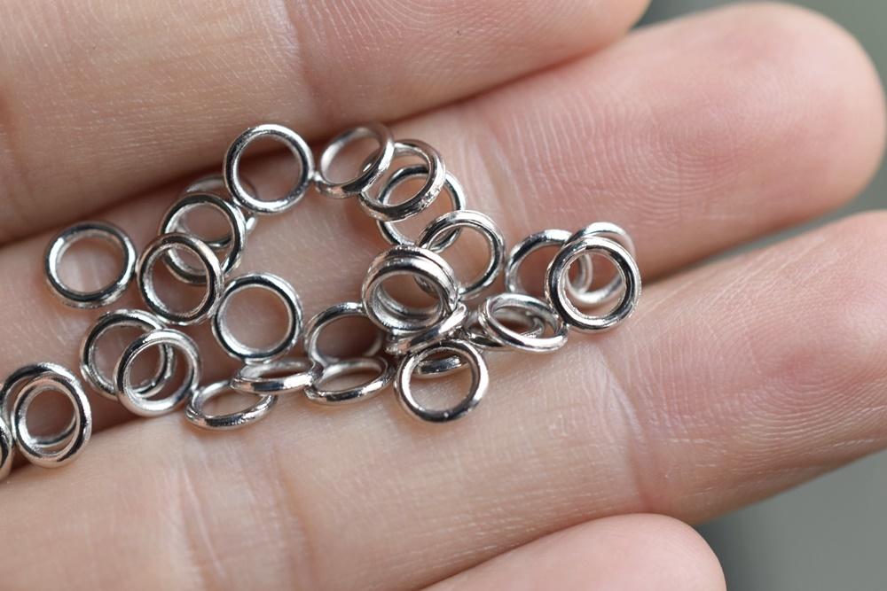 100PCS 6mm Silver color Alloy metal closed jump rings jewelry findings