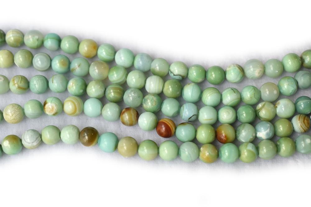 15" 6mm Green brown fire agate round semi precious stone beads