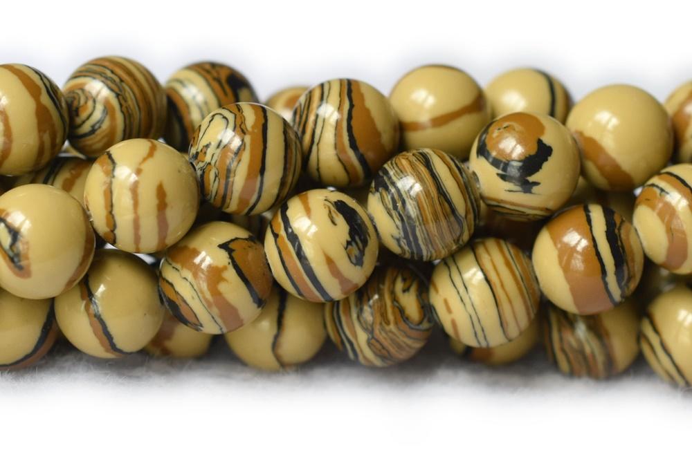 15.5" 10mm Wooden jasper synthetic yellow stone jewelry beads with stripe