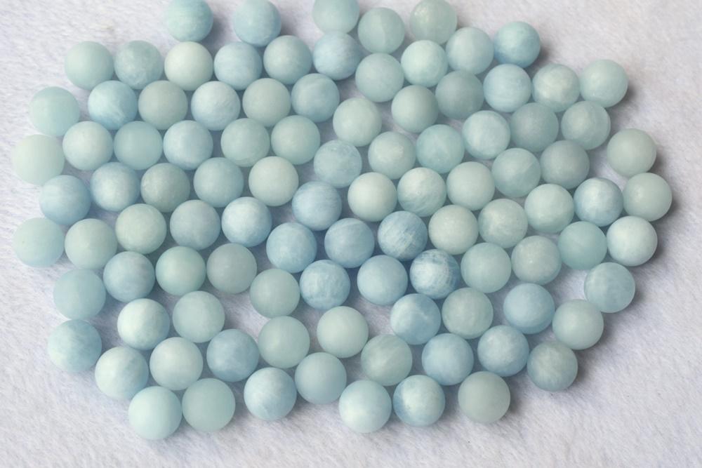 1pc 14mm A Natural matte Aquamarine undrilled round single blue gemstone beads