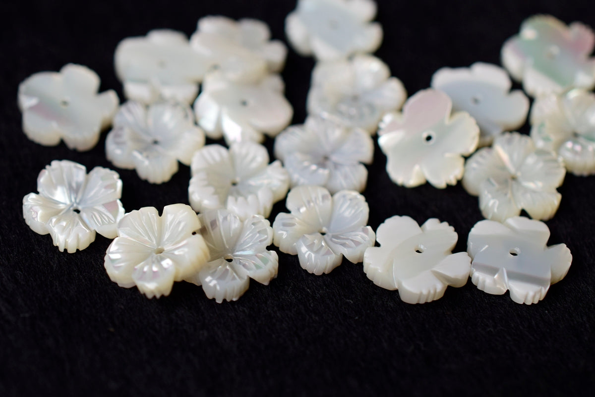 10PCS 10mm Natural white MOP flower 5 petal,mother of pearl XC