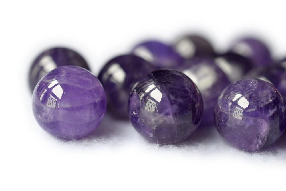 10pcs 12mm Natural amethyst undrilled round single purple crystal beads