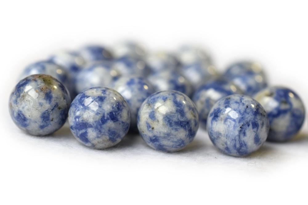 10pcs 12mm Natural blue spots undrilled round single stone beads