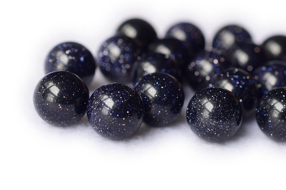 10pcs 10mm Blue sandstone undrilled round single stone beads