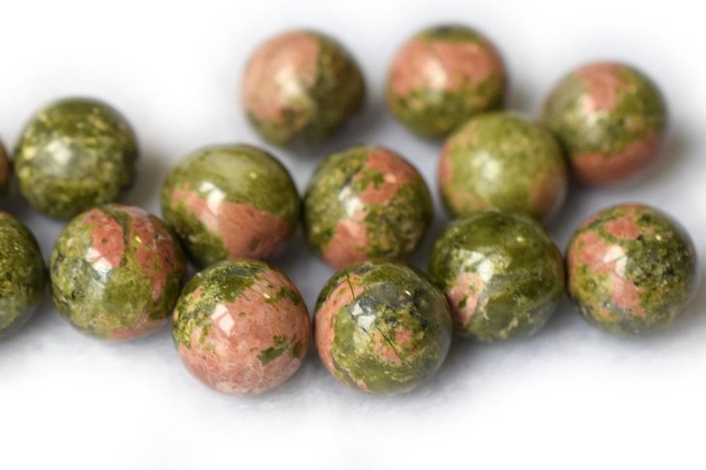 10pcs 10mm natural Unakite undrilled green red round single stone beads