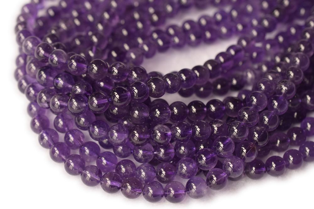 15.5" 4mm AA natural amethyst round beads, middle purple crystal quartz